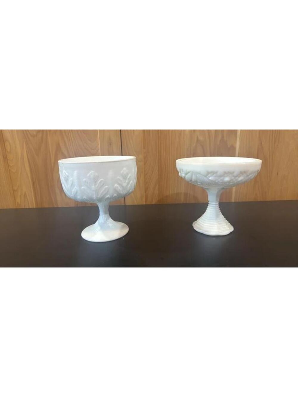 Vintage Milk Glass Compote Dishes Set of 2